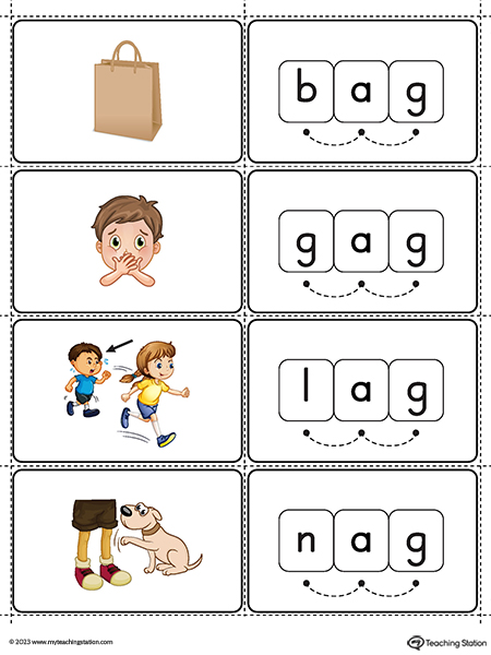AG Word Family Small Picture Cards Printable PDF (Color)