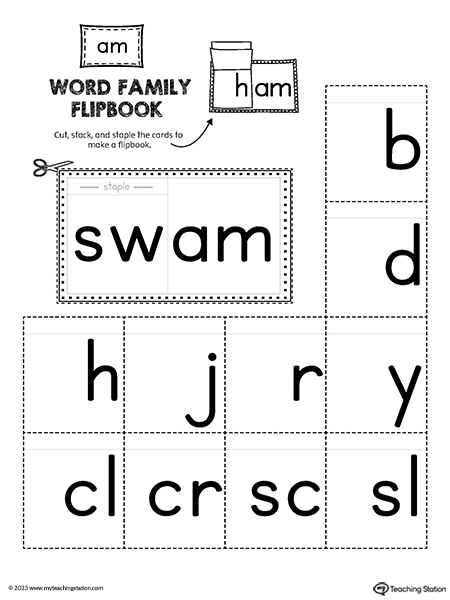 AM Word Family Flipbook Printable PDF