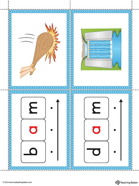 AM Word Family Image Flashcards Printable PDF Color 