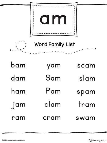 AM Word Family List