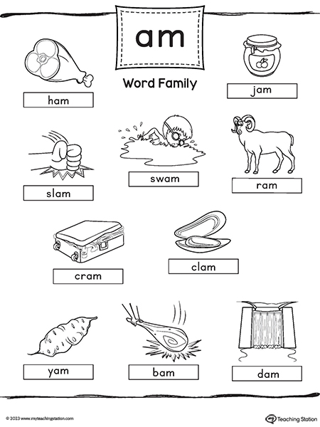AM Word Family Image Poster