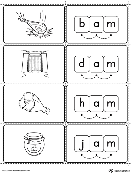 AM Word Family Small Picture Cards Printable PDF