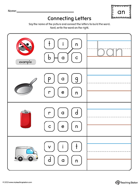 AN Word Family Build Words Printable PDF