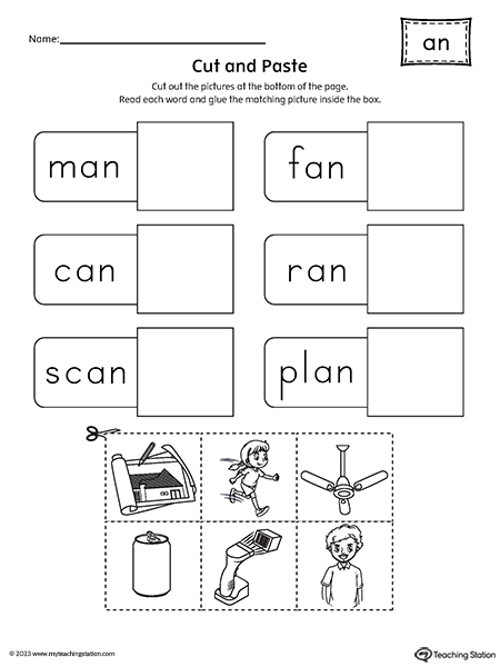 AN Word Family Cut-and-Paste Worksheet