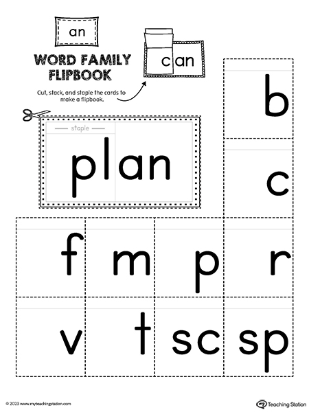 AN Word Family Flipbook Printable PDF