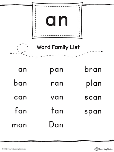 AN Word Family List