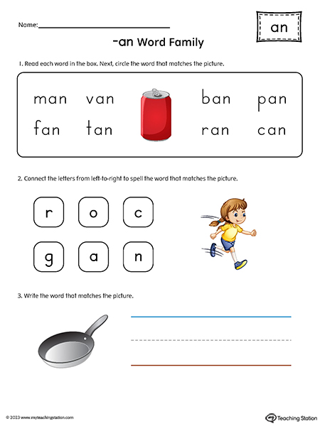 AN Word Family Printable PDF