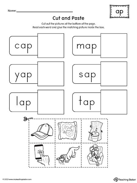 AP Word Family CVC Cut-and-Paste Worksheet