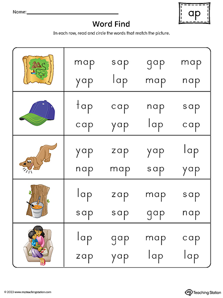 AP Word Family CVC Word Find Printable PDF