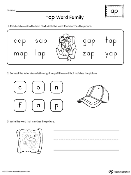 AP Word Family Match and Spell Worksheet