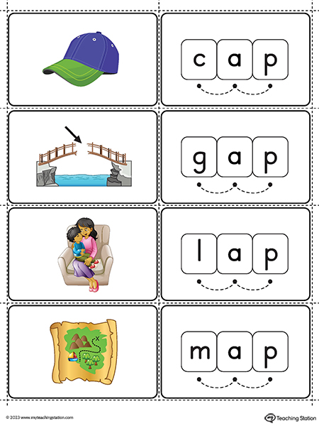 AP Word Family Small Picture Cards Printable PDF (Color)