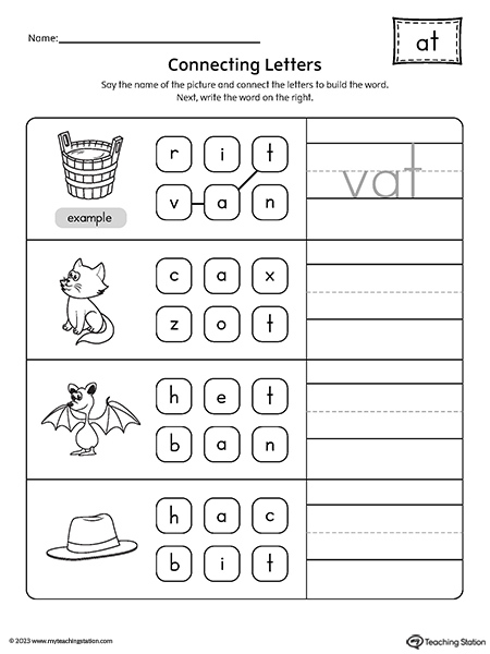 AT Word Family Build Words Worksheet