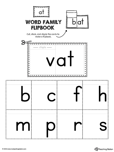 AT Word Family Flipbook CVC Printable PDF