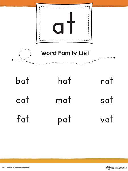 AT Word Family CVC List Printable PDF