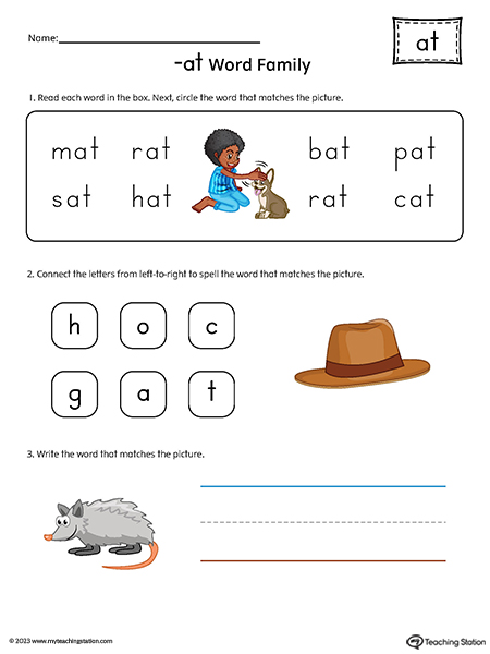 AT Word Family CVC Printable PDF