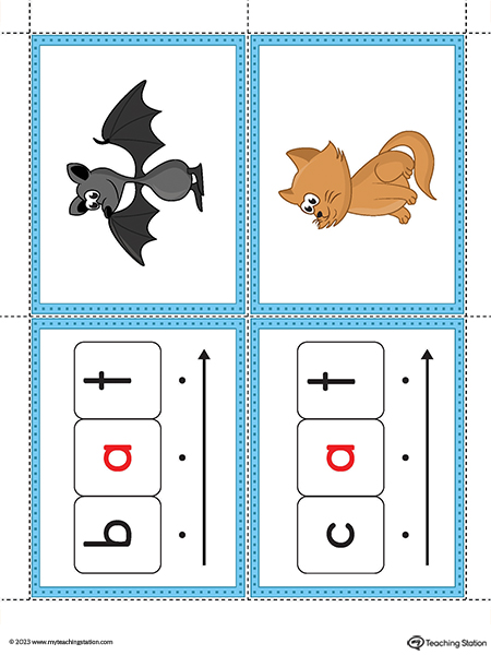 AT Word Family Image Flashcards Printable PDF (Color)