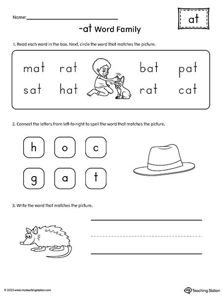 AT Word Family Worksheet | MyTeachingStation.com