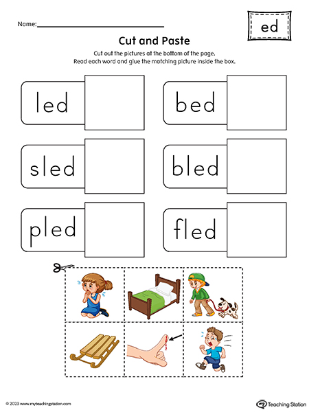 ED Word Family Cut-and-Paste Printable PDF