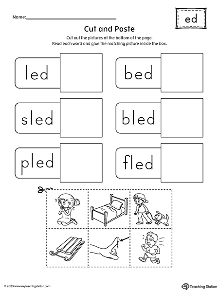 ED Word Family Cut-and-Paste Worksheet
