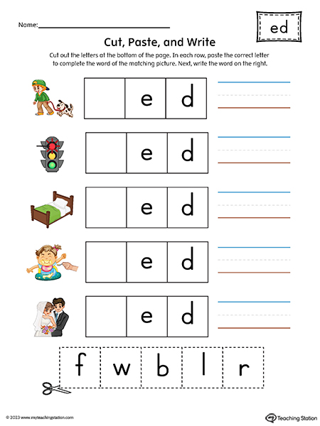 ED Word Family Picture Match Cut-and-Paste Printable PDF