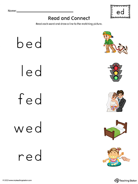 ED Word Family Read and Connect to Image Printable PDF