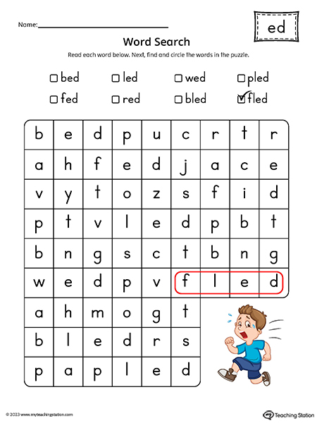 ED Word Family Word Search Printable PDF