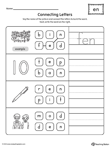 EN Word Family Build CVC Words Worksheet