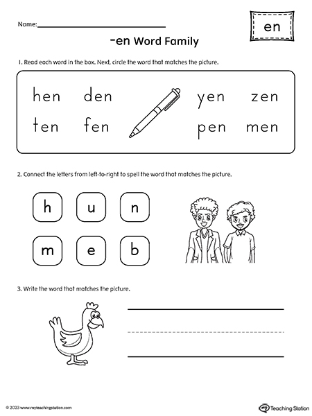 EN Word Family CVC Worksheet