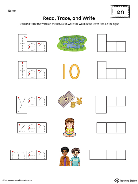 EN Word Family Read and Spell CVC Words Printable PDF