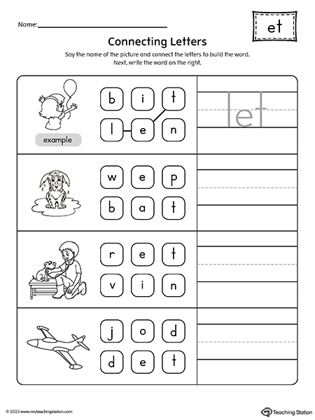 ET Word Family Build CVC Words Worksheet