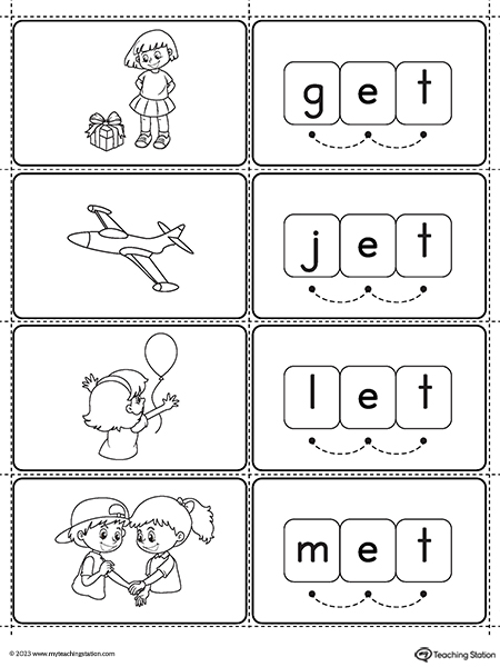 ET Word Family CVC Small Picture Cards Printable PDF