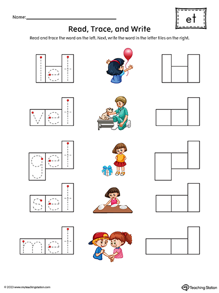 ET Word Family Read and Spell CVC Words Printable PDF