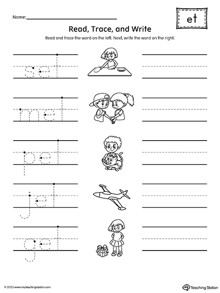 ET Word Family Trace and Write CVC Words Worksheet