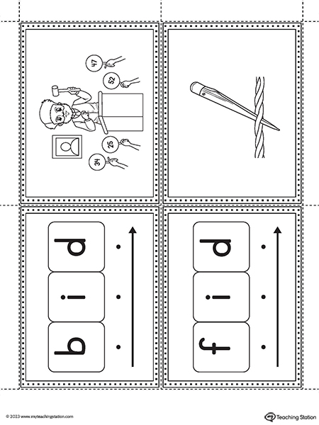 ID Word Family Image Flashcards Printable PDF