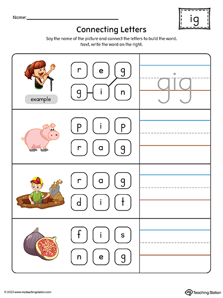 IG Word Family Build Words Printable PDF