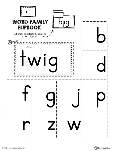 IG Word Family Flipbook Printable PDF