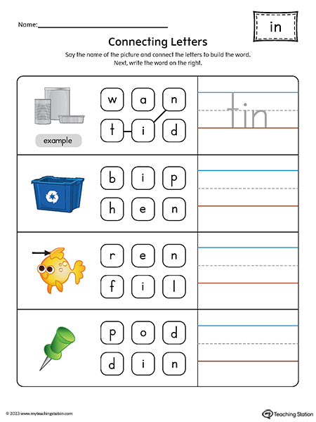 IN Word Family Build Words Printable PDF