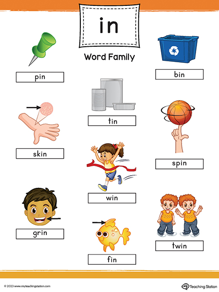 IN Word Family Image Poster Printable PDF