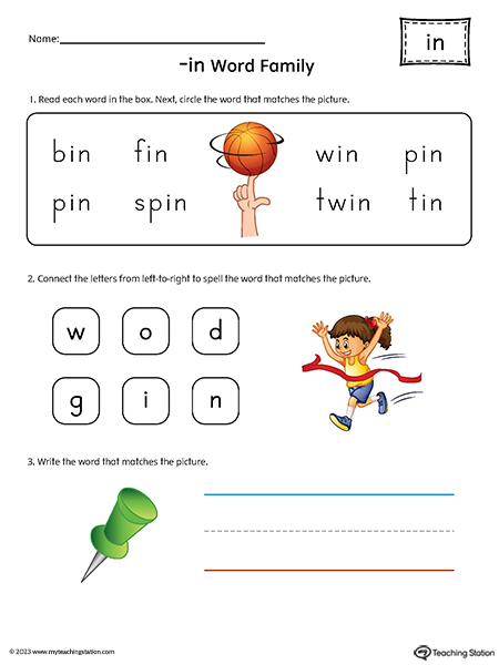 IN Word Family Printable PDF