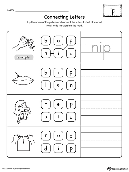 IP Word Family Build Words Worksheet