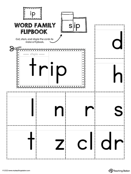 IP Word Family Flipbook Printable PDF