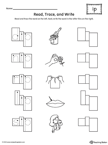 IP Word Family Read and Spell Worksheet