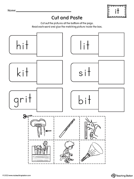 IT Word Family Cut-and-Paste Worksheet