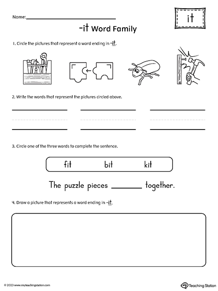 IT Word Family Picture and Word Match Worksheet