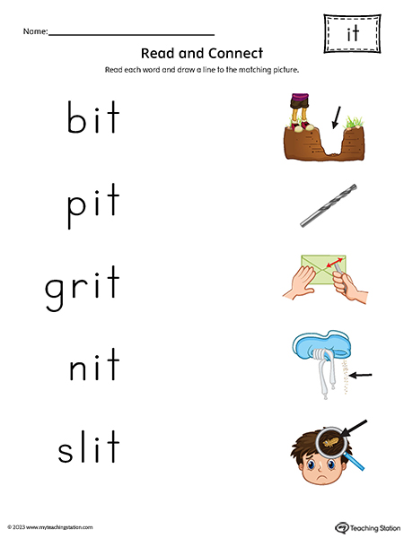 IT Word Family Read and Match Words to Pictures Printable PDF