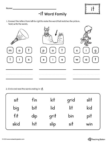 IT Word Family Read and Spell Simple Words Worksheet