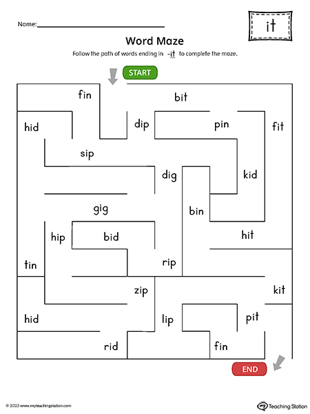 IT Word Family Word Maze Printable PDF