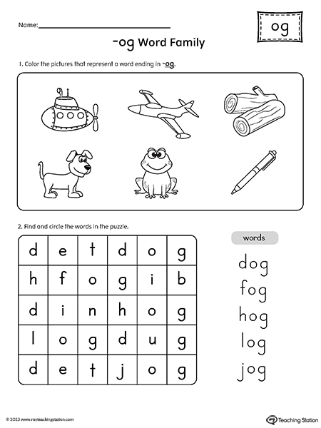 OG Word Family CVC Picture Puzzle Worksheet