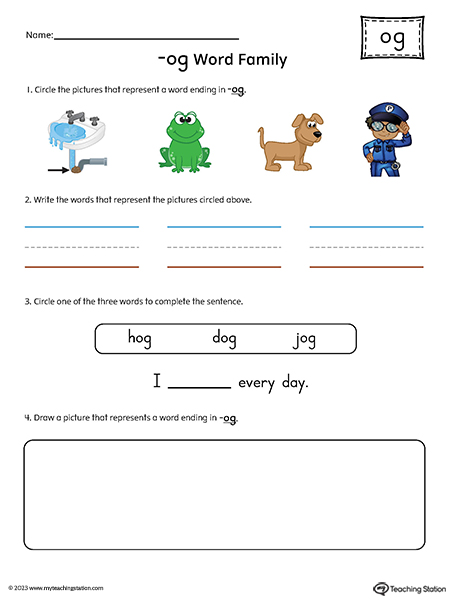 OG Word Family Picture and Word Match Printable PDF