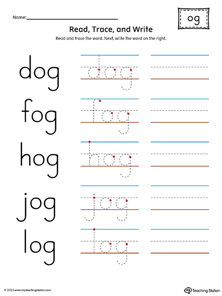 OG Word Family - Read, Trace, and Spell Printable PDF